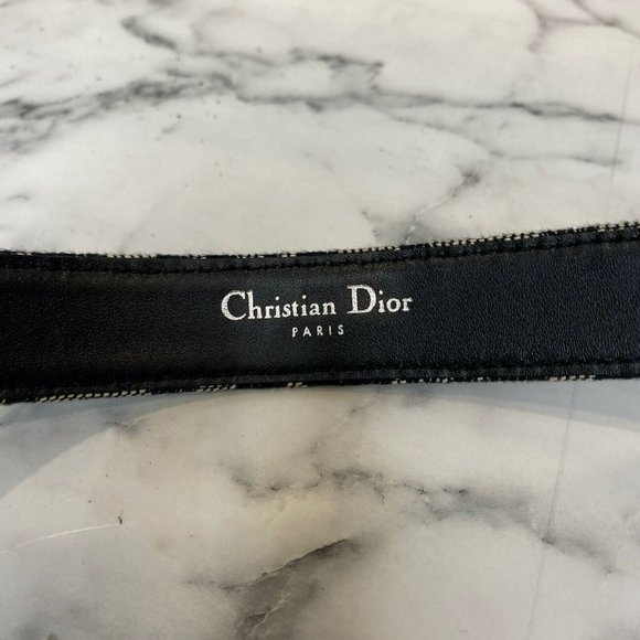 CHRISTIAN DIOR Galliano Vintage Black Diorissimo Canvas CD Belt - Size 75cm/30" - Picture 7 of 11